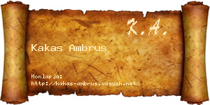 Kakas Ambrus névjegykártya